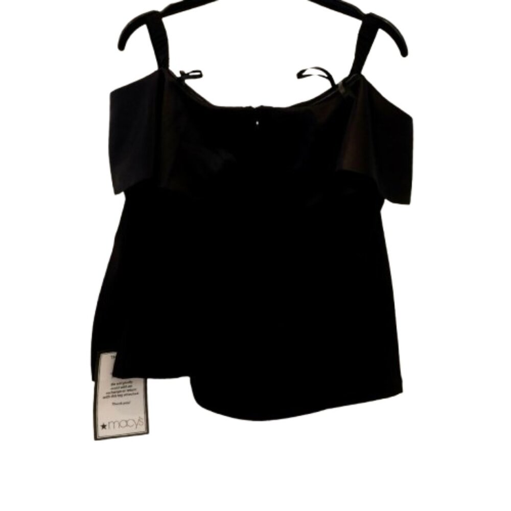 ADRIANNA PAPELL~Charmuese Crepe Top~OFF THE SHOULDER BLACK  NWT SIZE 6